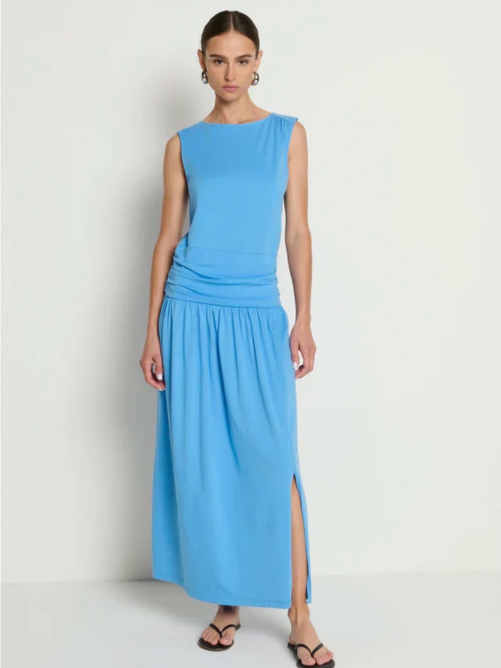 Nation LTD Cleo Laguna Blue Ruched Midi Dress Size S & M NWT - Picture 6 of 16